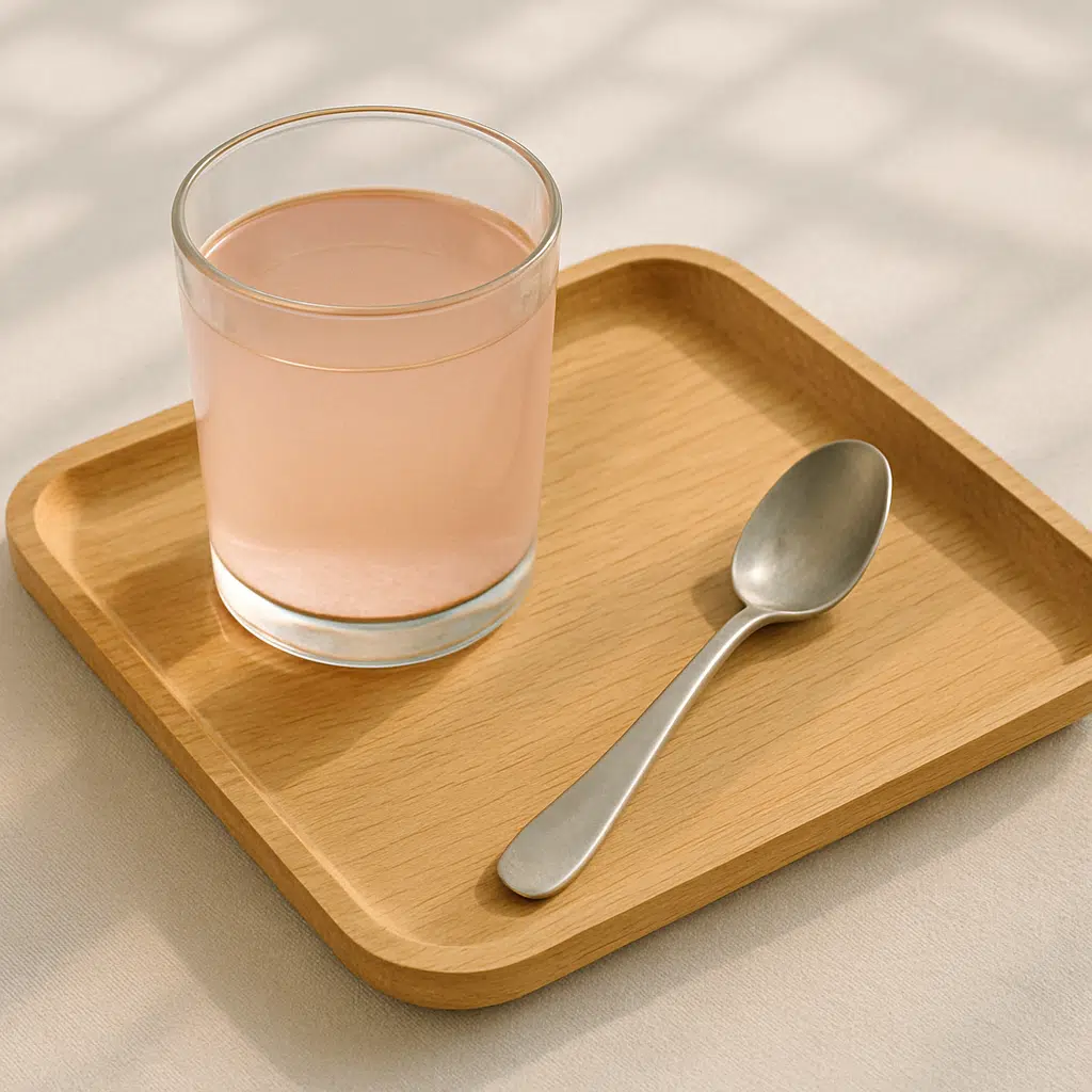 pink-salt-trick-serving pink salt drink served as morning wellness ritual